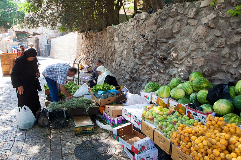 El barrio musulmán del casco antiguo , El mercado , Israel