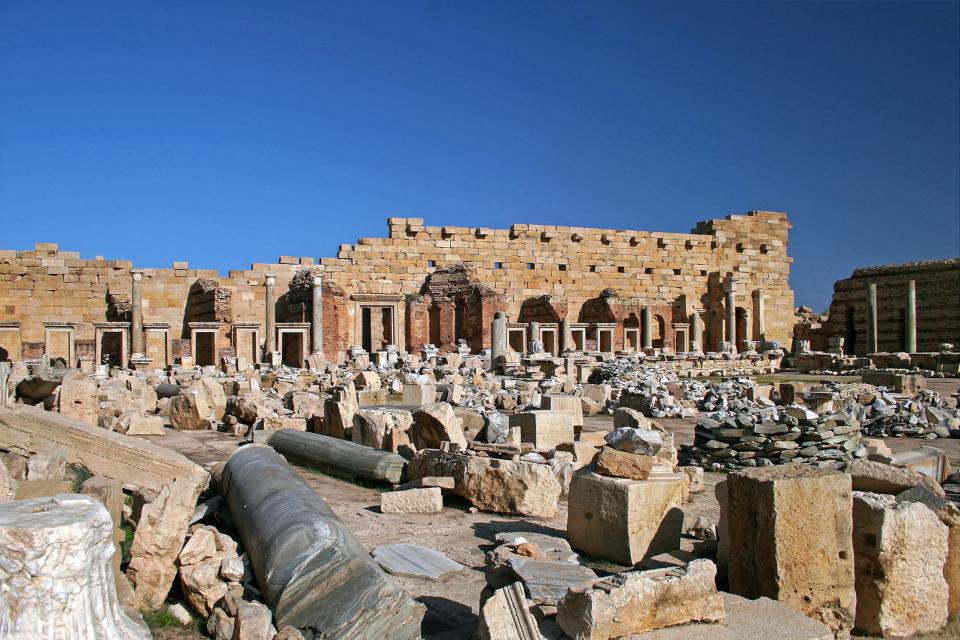 El yacimiento arqueológico de Leptis Magna , Libia