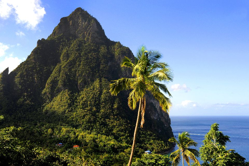 The Pitons , A hotel with a view of the Pitons. , St Lucia
