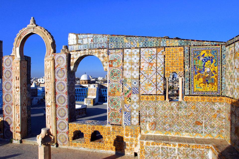 Los tejados en terraza , Panorámica de una terraza tunecina , Túnez