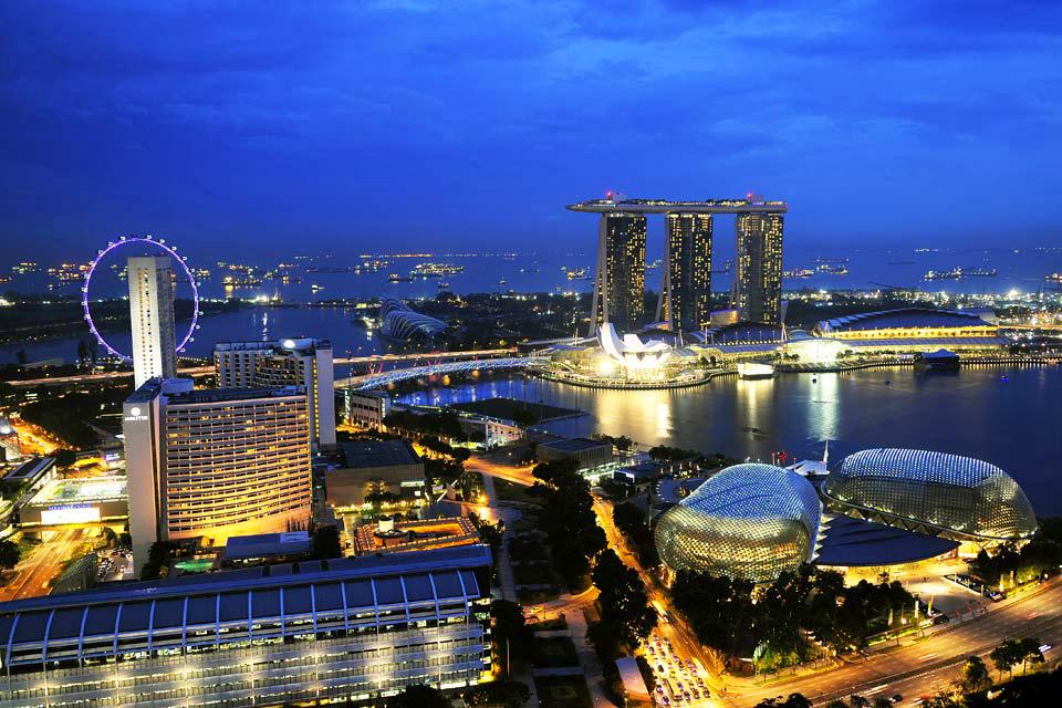 La skyline du quartier financier de  Singapour  Singapour 