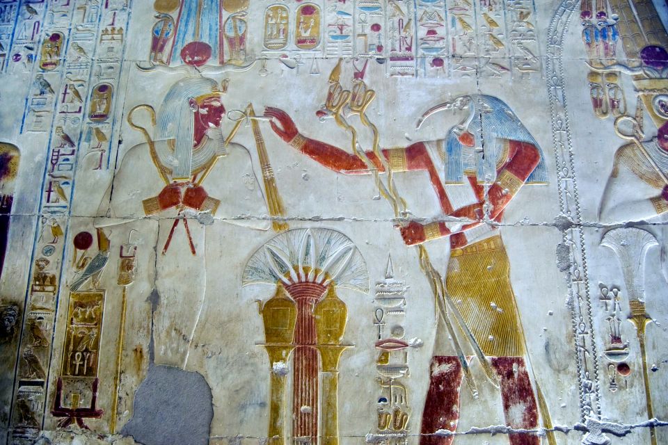 Fresco mural del templo de Abidos, Le temple d'Abydos, Los parajes, Egipto
