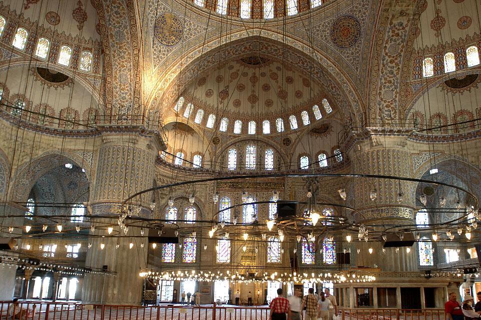 La Mosquée Bleue , Vue de la mosquée depuis le Bosphore , Turquie