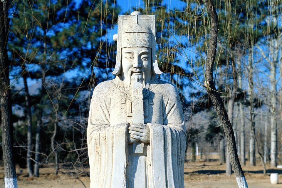 The Ming tombs (Shisanling) , A statue of a Ming Emperor , China