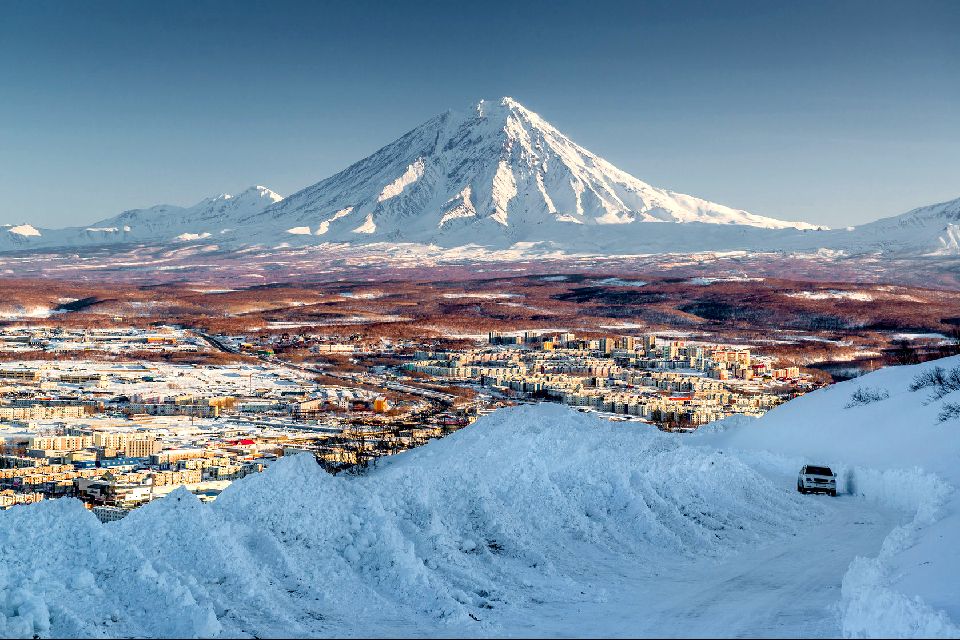The volcanoes of Kamchatka , Russia