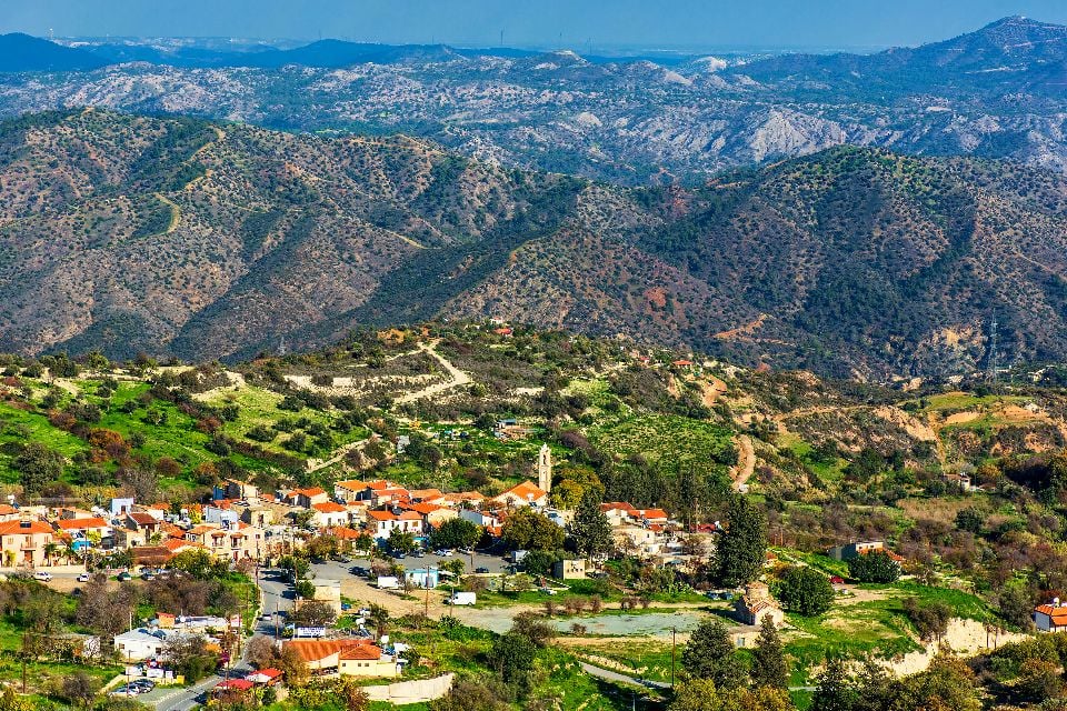 The Troodos chain of volcanoes , The Troodos mountains , Cyprus