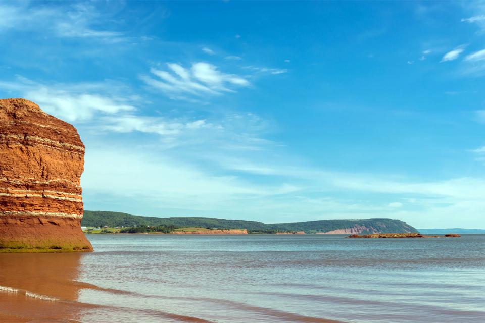 Nova Praia Fluvial Na Baía Do Fundy No Canadá Com Terreno