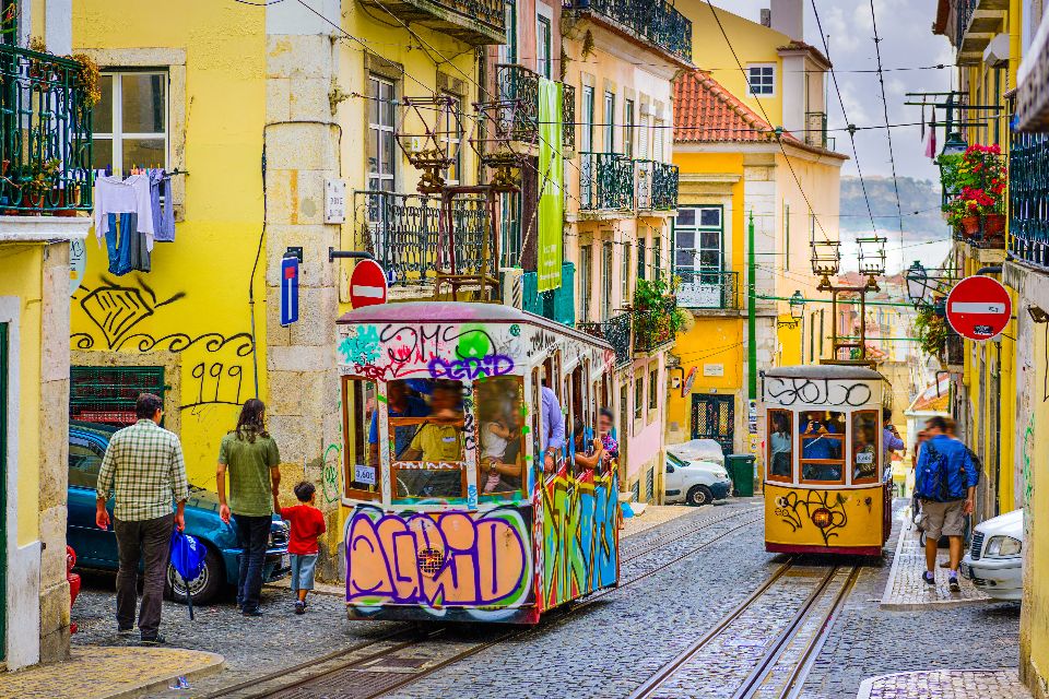 Les tramways de Lisbonne , Portugal