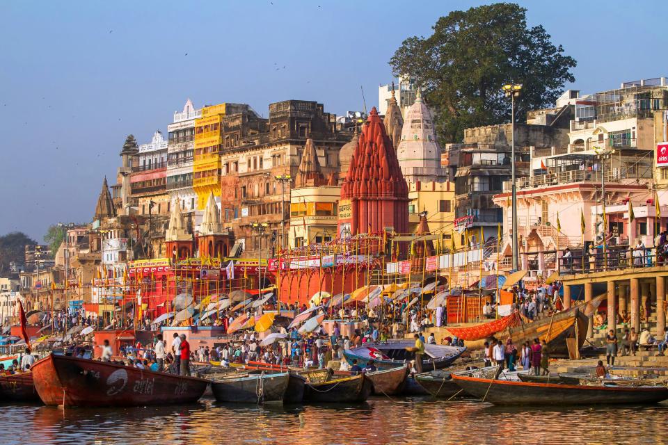 Asie, Inde, Uttar Pradesh, Varanasi, Gange, ghat, rive, ville sainte, Bénarès, barque,