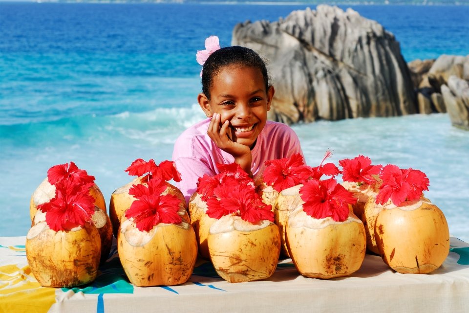 Seychelles, Océan indien, afrique, boisson, alimentation, enfant, fillette, seychellois