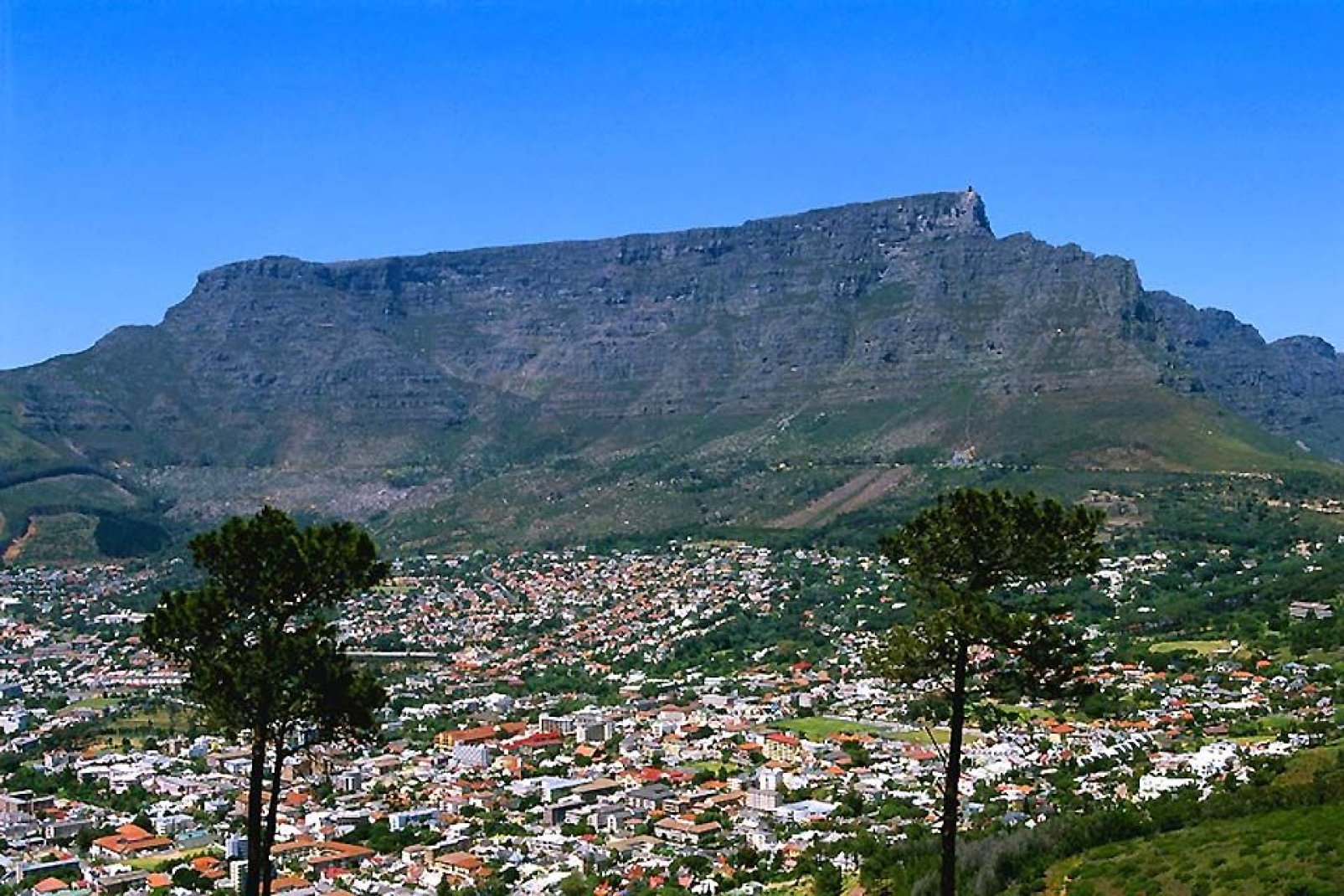 This mountain in the Western Cape province overlooks the city, and is flanked by three other peaks: Lion's Head and Signal Hill to the left, and Devil's Peak to the right.