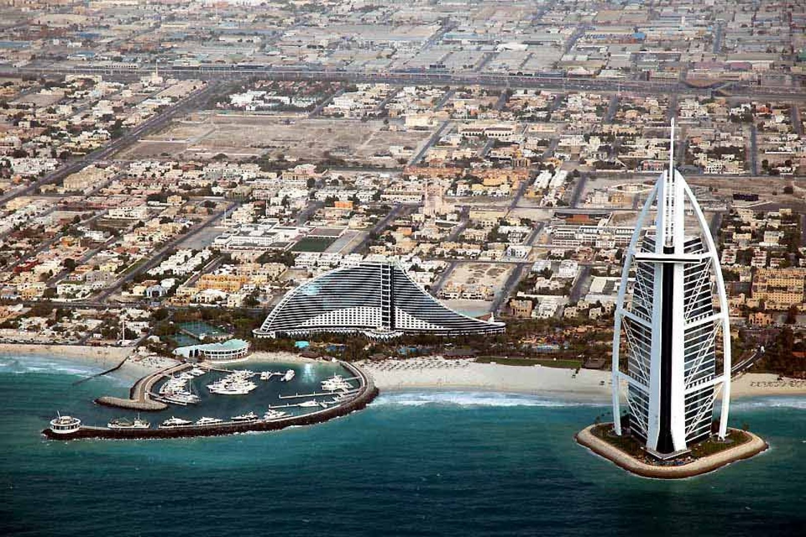 Dubai is famous for its hotels and its imaginative structures, including the Burj al Arab Hotel.