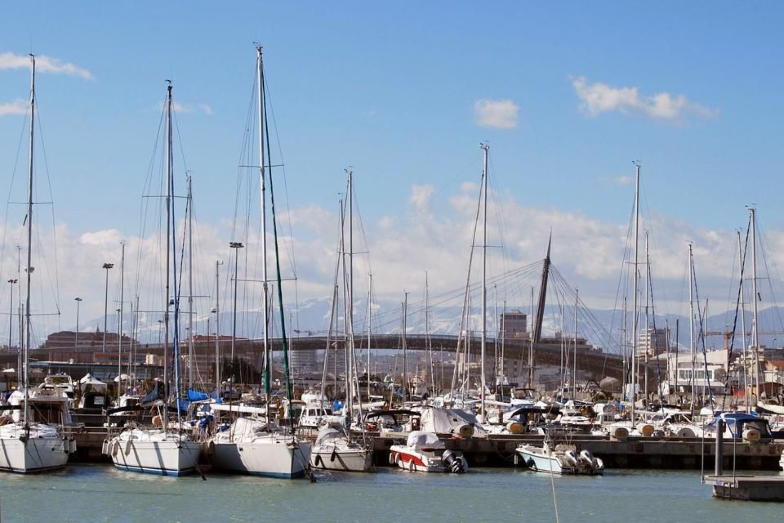 The marina is located to the immediate south of the mouth of the river.