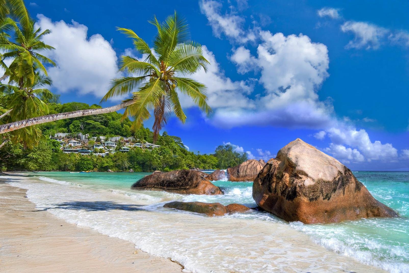 Avec son aéroport international, Mahé constitue un point de passage obligé pour les voyageurs se rendant aux Seychelles. Cette île montagneuse, longue de 27 km pour 8 km de large, est la plus grande de l'archipel. C'est aussi la plus peuplée avec ses 60 000 habitants, soit 9 Seychellois sur 10. Mais Mahé a beau être la plus urbanisée de toutes les îles, elle n'en offre pas moins des paysages sauvages ...