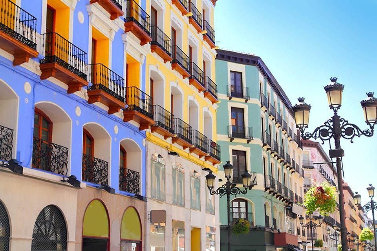 Colorful are the streets of the historic center of the capital of Aragon
