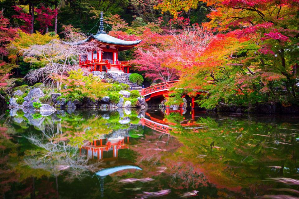 Asie, Japon, Kyoto, temple, Daigoji, lac, jardin, japonais,