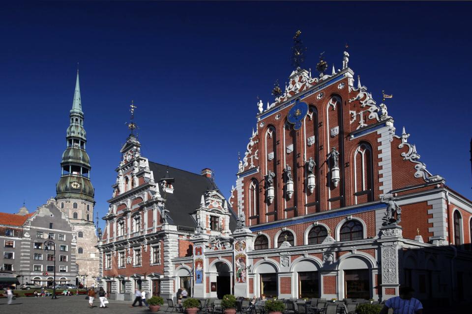 Europe, Lettonie, Riga, église, Saint Pierre, Schwarzhaeupterhaus, mairie, ville, architecture,