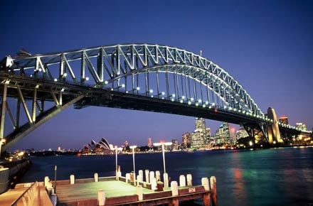 Sydney - Harbour Bridge und Opera bei Sonnenuntergang